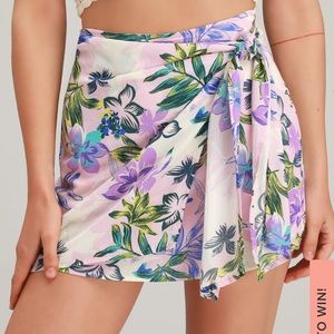 Lulus Luao light pink floral print mini skirt